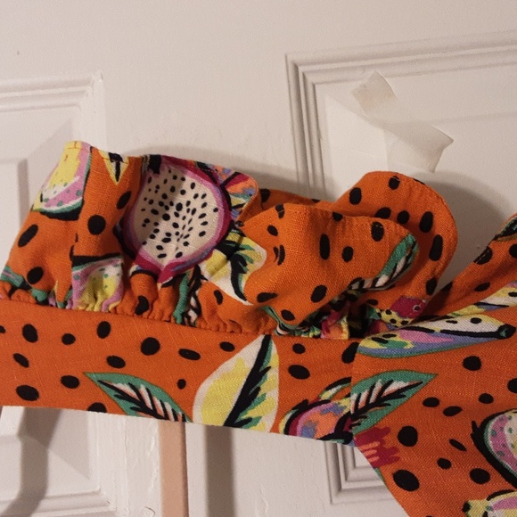 KOURT Vibrant Orange Fruit Print Mini Dress Size - Picture 9 of 12